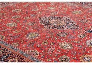Tappeto Sarough Medaglione Floreale Rosso Mattone Blu Scuro 302x403 Cm