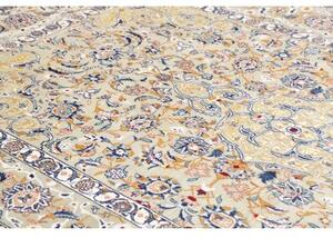 Tappeto Kashan Medaglione Floreale Verde Chiaro Beige 204x310 Cm