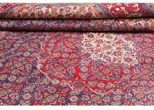 Tappeto Sarough Medaglione Floreale Blu Scuro Rosso Mattone 212x308 Cm
