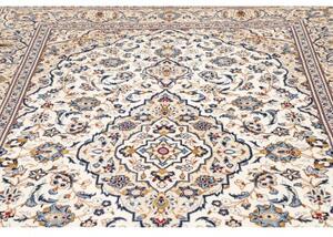 Tappeto Kashan Medaglione Floreale Avorio Blu 196x295 Cm