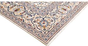 Tappeto Kashan Medaglione Floreale Avorio Blu 196x295 Cm