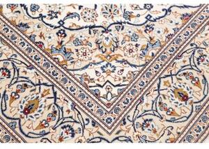 Tappeto Kashan Medaglione Floreale Avorio Blu 196x295 Cm