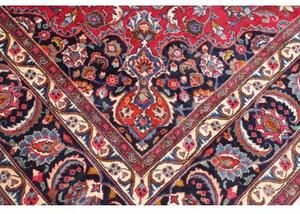 Tappeto Mashad Medaglione Floreale Rosso Blu Scuro 248x345 Cm