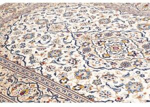 Tappeto Kashan Medaglione Floreale Avorio Blu 196x295 Cm