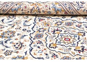 Tappeto Kashan Medaglione Floreale Avorio Blu 196x295 Cm