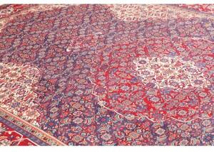 Tappeto Sarough Medaglione Floreale Blu Scuro Rosso Mattone 212x308 Cm