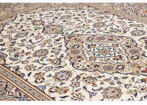 Tappeto Kashan Medaglione Floreale Avorio Blu Avio 245x350 Cm