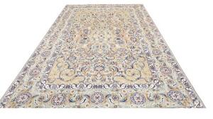 Tappeto Kashan Medaglione Floreale Verde Chiaro Beige 204x310 Cm