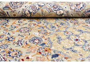 Tappeto Kashan Medaglione Floreale Verde Chiaro Beige 204x310 Cm