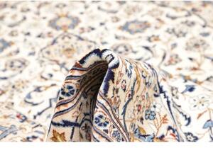 Tappeto Kashan Medaglione Floreale Avorio Blu 196x295 Cm