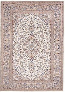 Tappeto Kashan Medaglione Floreale Avorio Blu Avio 245x350 Cm