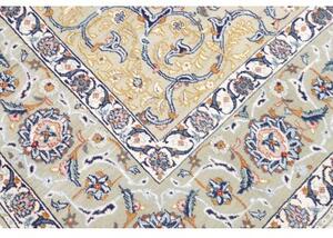 Tappeto Kashan Medaglione Floreale Verde Chiaro Beige 204x310 Cm