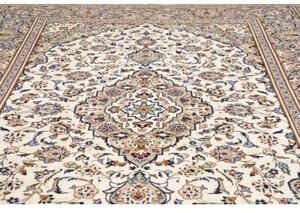 Tappeto Kashan Medaglione Floreale Avorio Blu Avio 245x350 Cm