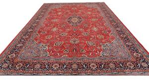 Tappeto Sarough Medaglione Floreale Rosso Mattone Blu Scuro 302x403 Cm