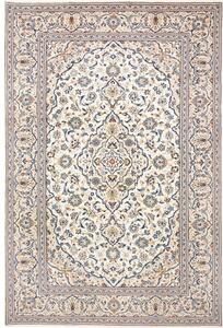 Tappeto Kashan Medaglione Floreale Avorio Blu 196x295 Cm