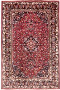 Tappeto Mashad Medaglione Floreale Rosso Blu Scuro 193x300 Cm