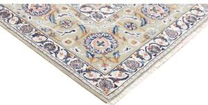 Tappeto Kashan Medaglione Floreale Verde Chiaro Beige 204x310 Cm