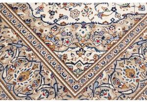 Tappeto Kashan Medaglione Floreale Avorio Blu Avio 245x350 Cm