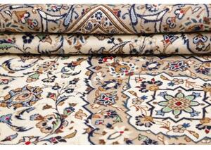 Tappeto Kashan Medaglione Floreale Avorio Blu Avio 245x350 Cm