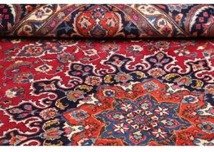 Tappeto Mashad Medaglione Floreale Rosso Blu Scuro 248x345 Cm