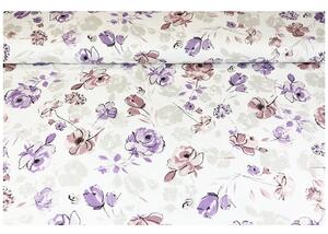 Tessuto cotone al metro - tela - Fiori viola, h. 140 cm