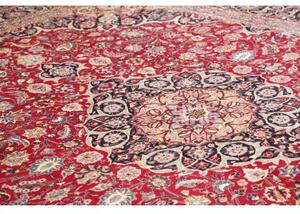 Tappeto Mashad Medaglione Floreale Rosso Blu Scuro 290x380 Cm