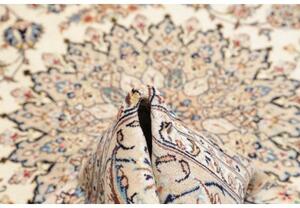 Tappeto Kashan Medaglione Floreale Avorio Blu 195x302 Cm