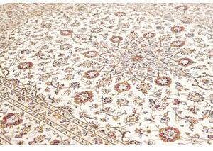 Tappeto Kashan Medaglione Floreale Avorio Blu 243x342 Cm