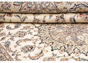 Tappeto Kashan Medaglione Floreale Avorio Blu 195x302 Cm