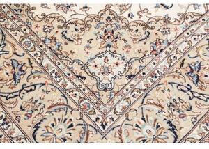Tappeto Kashan Medaglione Floreale Avorio Blu 195x302 Cm
