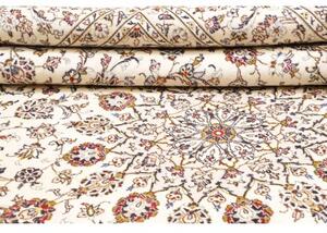 Tappeto Kashan Medaglione Floreale Avorio Blu 243x342 Cm
