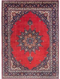 Tappeto Mashad Medaglione Floreale Rosso Blu Scuro 250x337 Cm
