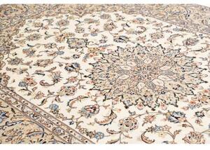 Tappeto Kashan Medaglione Floreale Avorio Blu 195x302 Cm