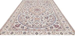 Tappeto Nain Kashmar Medaglione Floreale Avorio Blu 242x350 Cm