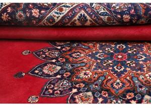 Tappeto Mashad Medaglione Floreale Rosso Blu Scuro 250x337 Cm