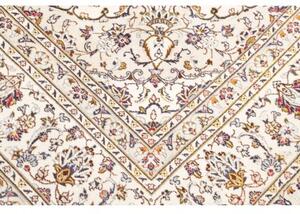 Tappeto Kashan Medaglione Floreale Avorio Blu 243x342 Cm