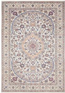 Tappeto Nain Kashmar Medaglione Floreale Avorio Blu 242x350 Cm