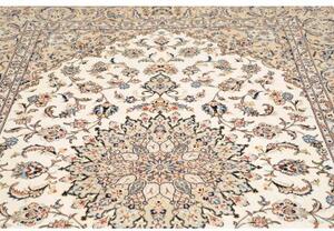 Tappeto Kashan Medaglione Floreale Avorio Blu 195x302 Cm