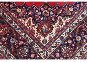 Tappeto Mashad Medaglione Floreale Rosso Blu Scuro 250x337 Cm