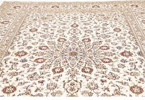Tappeto Kashan Medaglione Floreale Avorio Blu 243x342 Cm