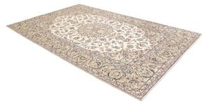 Tappeto Kashan Medaglione Floreale Avorio Blu 195x302 Cm