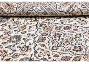 Tappeto Kashan Medaglione Floreale Avorio Blu Cobalto 197x293 Cm