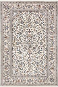 Tappeto Kashan Medaglione Floreale Avorio Blu Cobalto 197x293 Cm