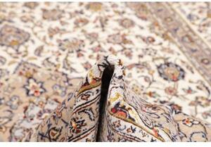Tappeto Kashan Medaglione Floreale Avorio Blu Scuro 197x315 Cm