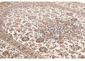 Tappeto Kashan Medaglione Floreale Avorio Blu Scuro 197x315 Cm
