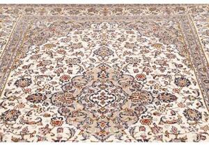 Tappeto Kashan Medaglione Floreale Avorio Blu Scuro 197x315 Cm