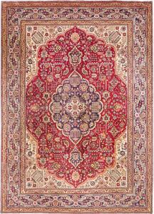 Tappeto Tabriz Medaglione Floreale Rosso Avorio 250x348 Cm