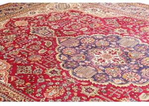 Tappeto Tabriz Medaglione Floreale Rosso Avorio 250x348 Cm