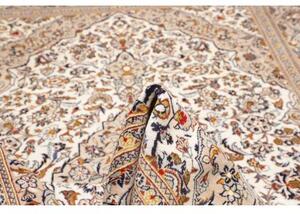 Tappeto Kashan Medaglione Floreale Avorio Blu Scuro 192x305 Cm