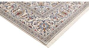 Tappeto Kashan Medaglione Floreale Avorio Blu Cobalto 197x293 Cm
